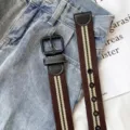 Ceinture Toile Marron Vert Rayé Casual Unisexe Jean Accessoire Tendance Quotidien - 120cm / Rouge Brun