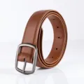Classic brown leather belt for women with retro metal buckle stylish waist accessory - Style 4 / 2.8cm Wide / Brown