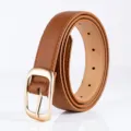 Élégant ceinture en cuir marron pour femme avec boucle dorée, idéale pour jean et tenue casual. - Style 2 / 2.8cm de Large / Marron