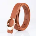 Ceinture en cuir marron avec boucle C dorée, élégante ceinture rétro femme pour jeans. - Style 1 / 2.5cm de Large / Marron