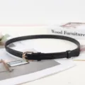 Ceinture fine en cuir noir pour femme, ceinture décontractée simple élégante. - Noir