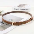 Ceinture fine marron pour femme style minimaliste décontracté pour jean et pantalon - Chameau