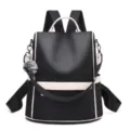 Women Oxford Cloth Backpack Casual Travel School Bookbag Anti-theft Daypack Black - Decompression Strap / Black And White