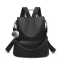 Stylish black oxford nylon anti-theft backpack for women, casual travel and school bag. - Decompression Strap / Black