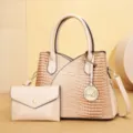 Borsa tote retro autunno inverno grande capacita con pochette elegante per donna stile. - set borsa madre e figlia / Kaki