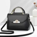 Borsa a tracolla intrecciata nera da donna elegante versatile piccola borsa quadrata casual - Nero