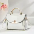 Borsa a tracolla intrecciata con motivo coccodrillo bianco, manico e chiusura in metallo. - Coccodrillo / Bianco