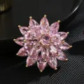 Broche de flor de cristal rosa para mujer abrigo de invierno joyería con diamantes variante - Rosa