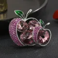 Broche de Manzana Cristal Purpura Circonita Alfiler Solapa Mujer Traje Decoracion - Púrpura