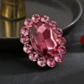 Elegante broche de cristal rosa, accesorio de corsé de lujo francés de alta gama para mujeres. - Rosa