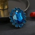Elegante broche de cristal azul oscuro estilo francés para mujer, corsage vintage. - Azul