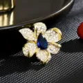 Exquisite crystal flower magnetic brooch anti glare collar button for elegant daily wear. - Floral Magnetic Brooch