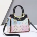 Sac à main pour femme imprimé dégradé avec poignée et bandoulière élégant sac fourre-tout - Noir