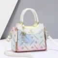 Sac a main femme imprime en dégradé avec poignée et bandoulière pour le travail quotidien - Blanc Cassé