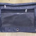 Trousse à crayons classeur 3 anneaux en tissu oxford gris avec poche zippée en maille. - 25x18cm / Bleu marine