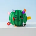 Joli jouet chien en peluche pastèque avec rubans colorés, jouet à mâcher grinçant pour animaux. - Balle sonore avec clochette / Pastèques vert foncé 10 cm