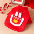 Sudadera roja de peluche para perro con orejas de conejo y bolsillo para invierno. - S / Tops / Paz y Alegría