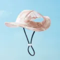 Joli chapeau de soleil pour animaux avec trous d'oreilles et sangle réglable chien chat. - S (Tour de tête 29cm, corde 30cm) / Tie-dye Orange Rouge