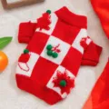 Maglione natalizio a quadri rosso e bianco per cani e gatti, abbigliamento in maglia calda. - Albero di Natale 3D
