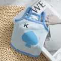 Blue breathable pet dog vest with cute poker card K and spade pattern for summer daily wear. - XL / Bondi Blue Poker