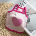 Pink breathable pet summer vest cute heart pattern dog clothes small cats apparel - M / Aoli Pink Poker