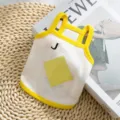 Cute dog summer vest breathable pet clothes for small dogs cats yellow white tank top - M / Rock Yellow Poker