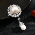 Elegante broche de perlas de agua dulce estilo corte vintage con circonita brillante, lujoso. - Alfiler de Perla Vintage (8LXT1029B)