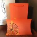 Orange gift box and paper bag set with elegant window lattice and blossom design for gifts - Antique Style Plum Blossom Orange Gift Box Set