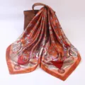 Silk square scarf women luxury style vintage print elegant oversized head wrap neck scarf - Phoenix