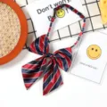 Kids school uniform bow tie red blue striped necktie children cute adjustable neck wear - Bow with Red and Blue Stripes