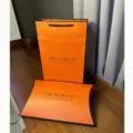 Orange silk scarf gift box packaging set, paper bag and pillow box for luxury gifts. - Premium Scarf Orange Gift Box Set