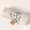 Beige cotton linen scarf rolled with lotus wrap, elegant solid winter shawl for women. - Off White