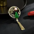Spilla zucca in stile cinese con nappina, elegante spilla da abito in strass e perla. - Spilla a Zucca con Nappa