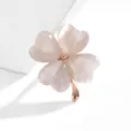 Broche de trébol de cuatro hojas ojo de gato estilo japonés lindo accesorio de joyería - Rosa