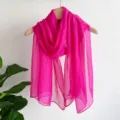 Elegant solid color chiffon long scarf lightweight breathable accessory for women daily wear. - Rose Red