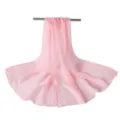 Solid pink chiffon long scarf, lightweight elegant drape for women, spring and autumn fashion. - Light Pink