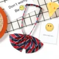Kids school uniform red and blue striped bow tie children bowknot collar decoration - Large Double-Layered Bow with Red & Blue Stripes