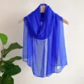 Royal blue chiffon scarf long lightweight summer shawl elegant neck wrap breathable fashion accessory - Sapphire Blue