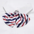 Kids red blue striped bow tie for school uniform, cute student bowtie accessory. - Large Double-Layered Bow with White, Blue & Red Stripes