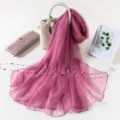 Solid Color Ice Silk Chiffon Scarf Large Lightweight Summer Sunscreen Shawl Rose - Dusty Purple