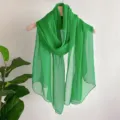 Solid green chiffon scarf long lightweight elegant women fashion neckwear accessory soft drape - Emerald Green