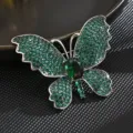 Broche de Mariposa de Circonita Verde Elegante Pasador de Cristal para Abrigo - Verde