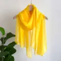 Solid yellow chiffon long scarf lightweight sheer summer neck wrap fashion accessory - Bright yellow