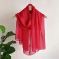 Red solid color chiffon scarf, lightweight long variant for women fashion spring autumn. - Burgundy
