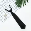 Black pre-tied short tie JK uniform neck accessory for women and kids daily wear. - Elastic Black Tie