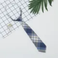 Japanese style JK plaid pre-tied short necktie for women and children daily outfit accessory 90 - Ice Blue Plaid Ties