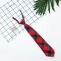 Japanese style JK red navy plaid pre-tied short necktie cute school uniform fashion accessory. - Half Red and Half Blue
