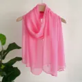 Bright pink solid color chiffon long scarf lightweight breathable elegant neck wrap for women. - Light Peach Red