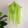 Bright green long chiffon scarf, lightweight spring and autumn fashion neckwear accessory. - Fruit Green