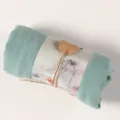 Light blue green cotton linen long scarf shawl rolled with elegant lotus paper wrapper - Mint Green